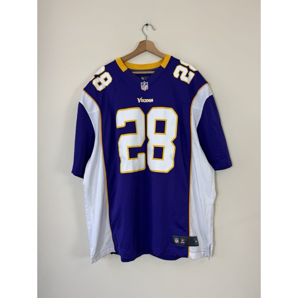 Nike NFL Vikings Adrian Peterson #28 On Field Jersey Purple Tee Shirt - 3XL